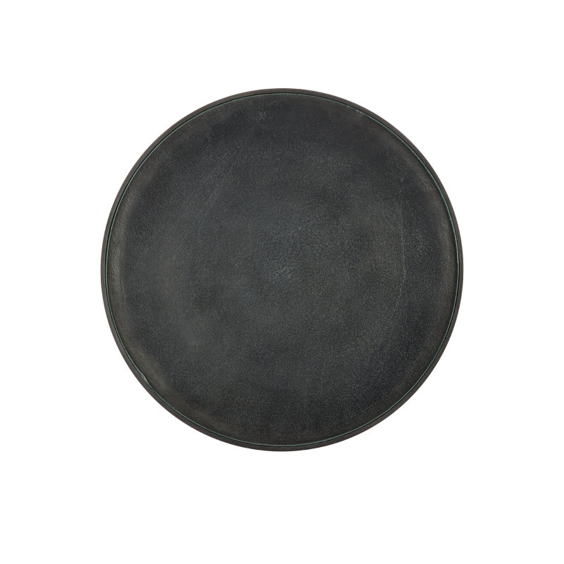 Graphite and Clear Round Glass Accent Table