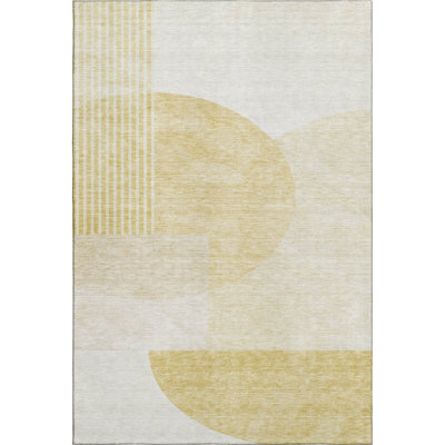Premium Machine Washable Prisco Gold Rug