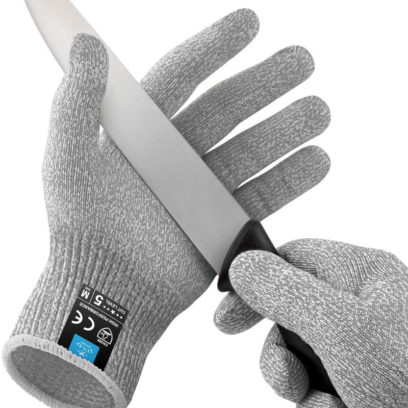 Zulay Cut Resistant Gloves Food Grade Level 5 Protection - Comfortable Safety Cut Resistant Work Gloves, Medium, Gray