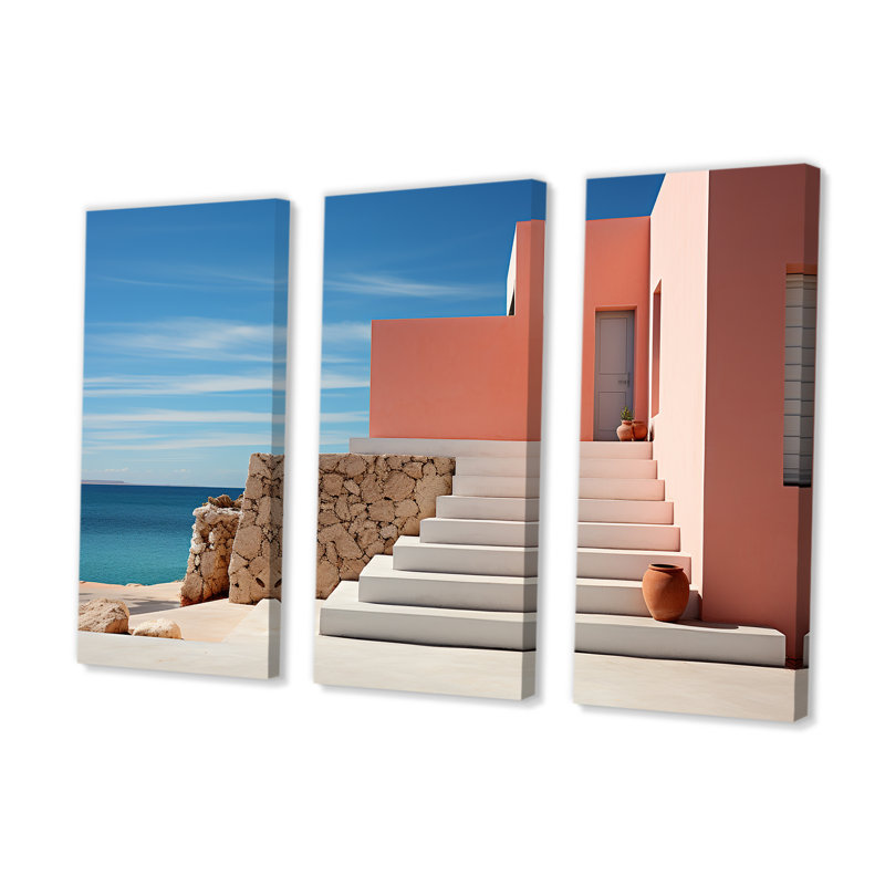 «Beach House Architecture Dream Retreat II», ensemble d'art mural côtier, H 28 po x l 36 po x P 1 po