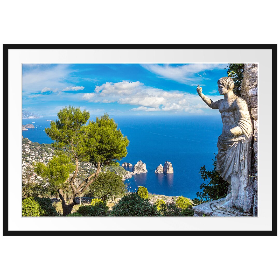 Gerahmtes Papierbild Insel Capri in Italien