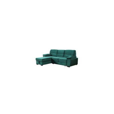 Mccutcheon Velvet Fabric Reversible Sleeper Sectional Sofa Chaise