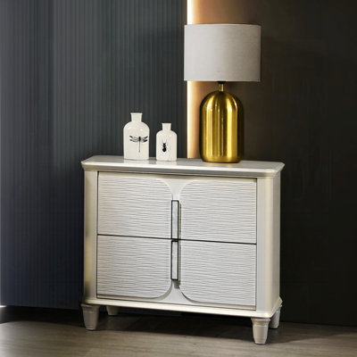 Single Nightstand, 2-Drawer Bedside Table, Wooden End Table For Home
