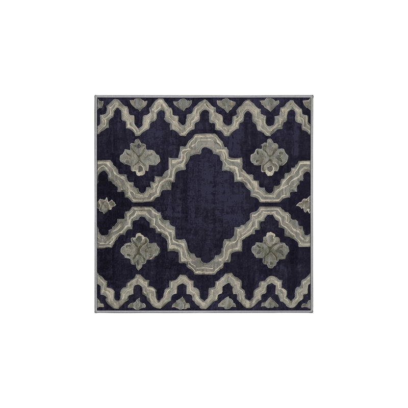 Machine Washable Purple Area Rug, Square 5'