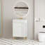 Meuble-lavabo à tablettes 21,6 po avec évier en céramique et porte à fermeture douce, armoire de rangement à tablettes ouvertes sur le côté droit, assemblage requis, blanc-120566031