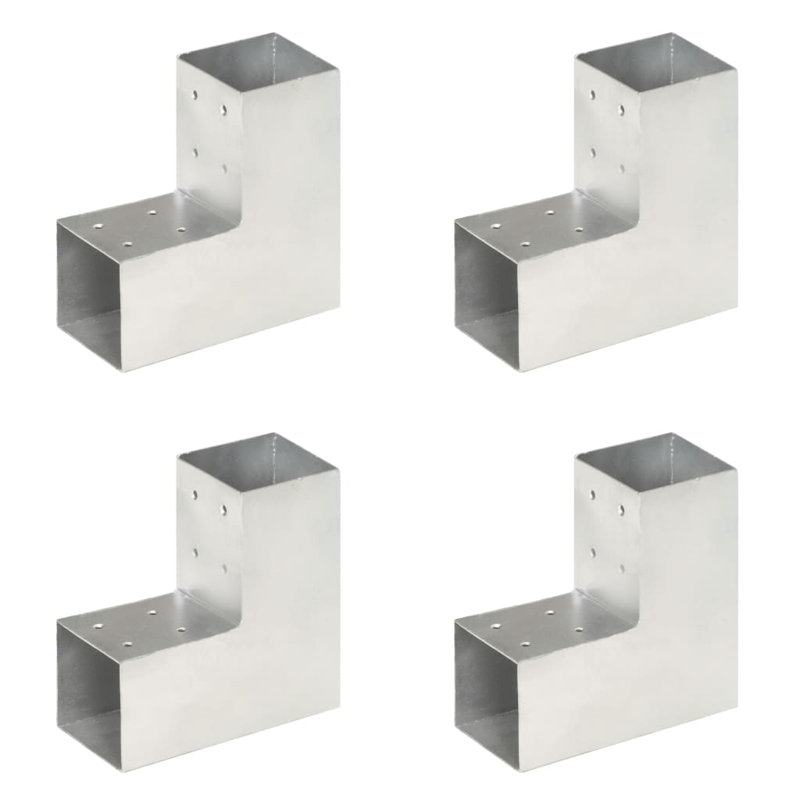 Connecteurs de poteau Vidaxl 4 pièces en forme de L en métal galvanisé 3,19 x 3,19 po