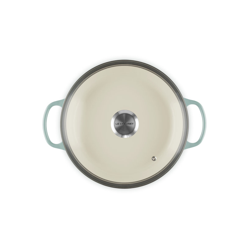 Le Creuset Enameled Cast Iron Signature Round Braiser With Glass Lid, 2.25 Qt., Olive, Sea Salt
