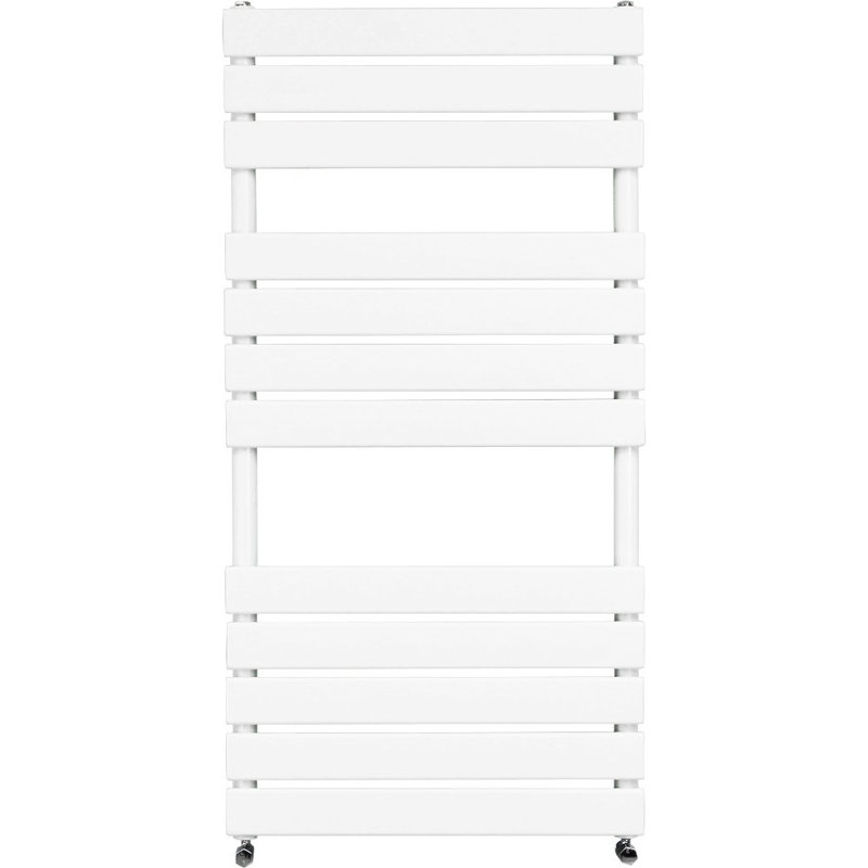 Burruss Flat Panel Heated Towel Rail Ladder Warmer Heater, 120cm H x 45cm W x 6.2cm D, White