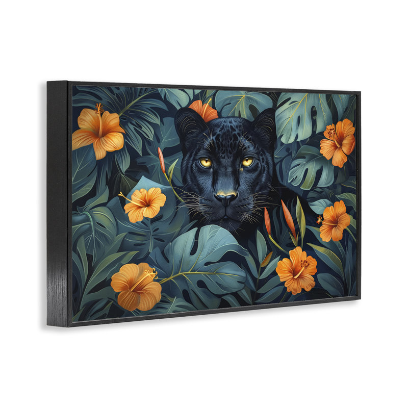 Giclée encadrée du paradis caché par Panther, design par Ray Powers, H 12 po x l 18 po, Giclée encadrée noir minuit