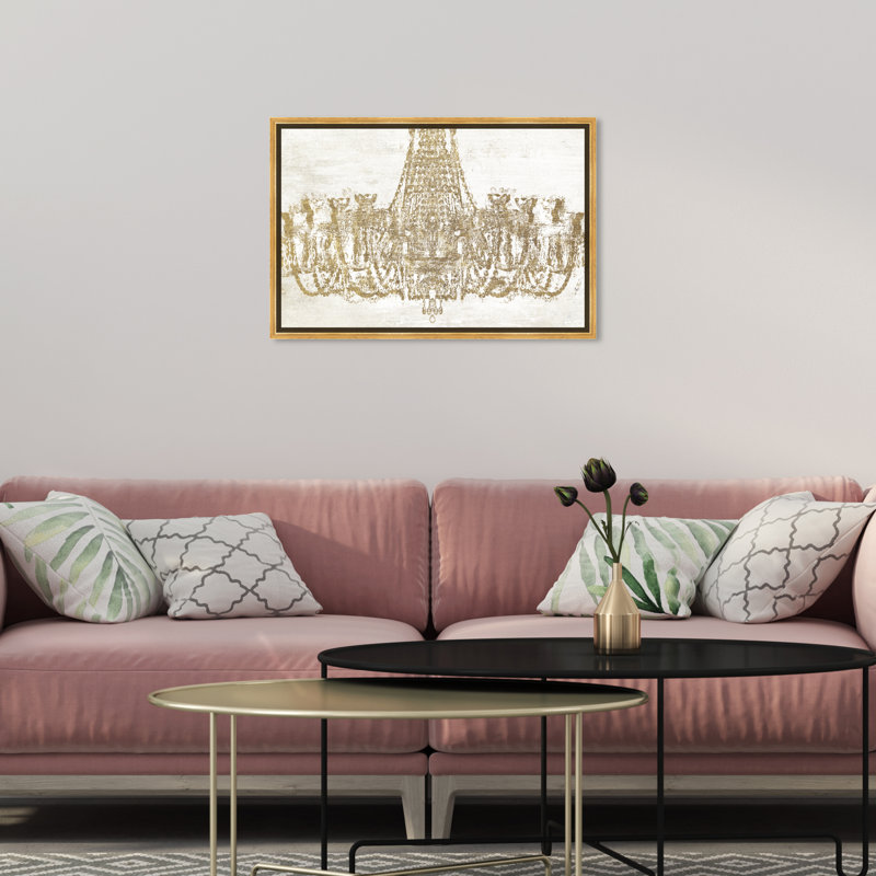 Glam Chandelier, impression sur toile tendue, Toile avec cadre doré, H 16 po x l 24 po