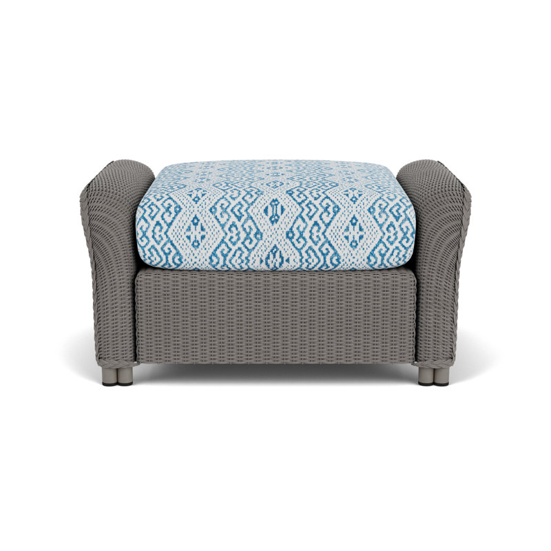 Reflections Outdoor Ottoman, White, Hickory