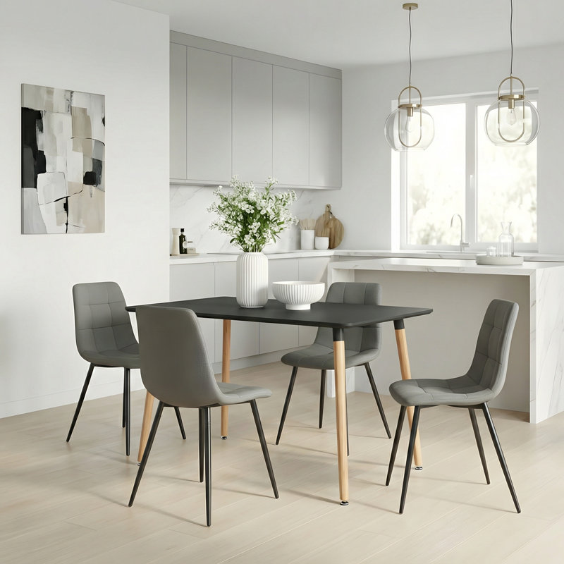 4 - Person Dining Set, Black, Grey