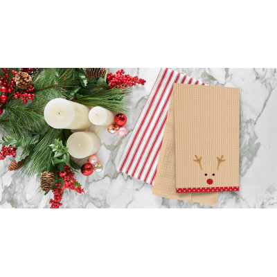 Torchon 100% coton gaufré Christmas Holiday