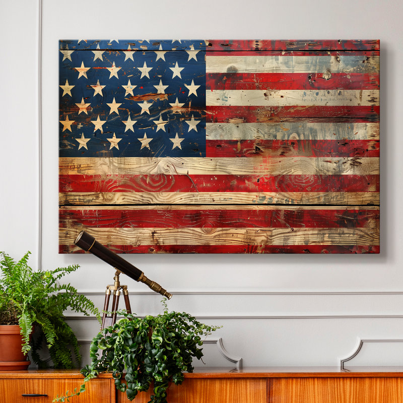 Toile tendue Barnwood Old Glory-Gallery - prête à être accrochée, 24 po x 36 po