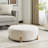 Modish Round Ottoman: Boucletop With Splayed Rubber Wood Legs, White-761866798-761866799