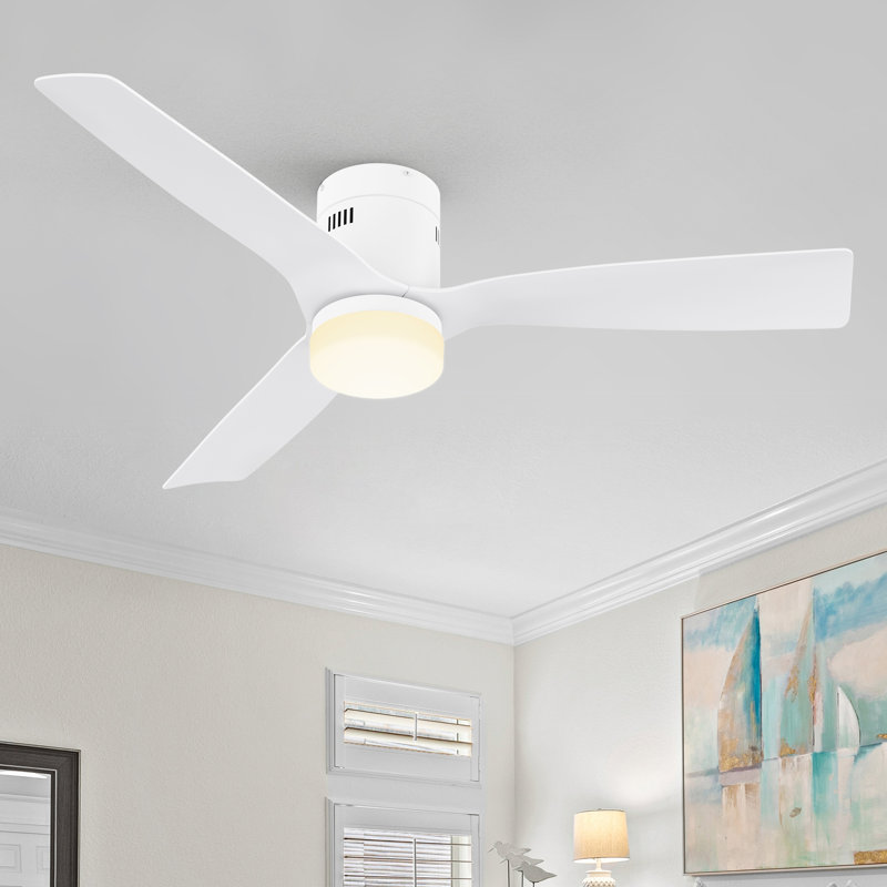 Ventilateur de plafond encastré Striver Smart avec télécommande et ensemble d'éclairage inclus, 52 po de largeur, Blanc