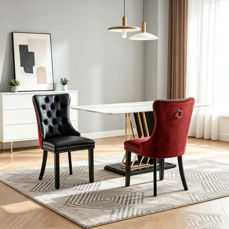 Chaise de salle à manger, Black+Burgundy