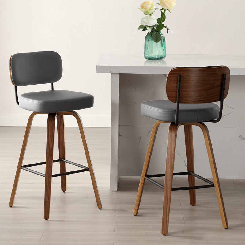 Tabouret de bar et de comptoir pivotant Cicero, Tabouret de bar (siège d'une hauteur de 29 po), Gris, Brun