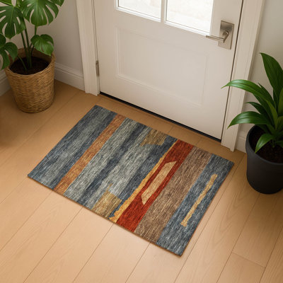 Premium Machine Washable Lubbers AMF1736 Stripe Rug