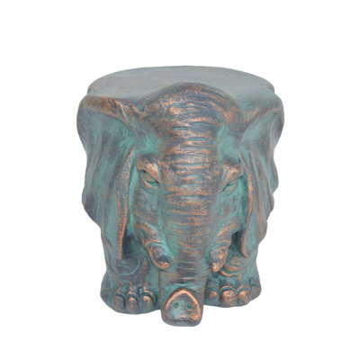 Elephant Garden Stool, Copper Patina, End Tables
