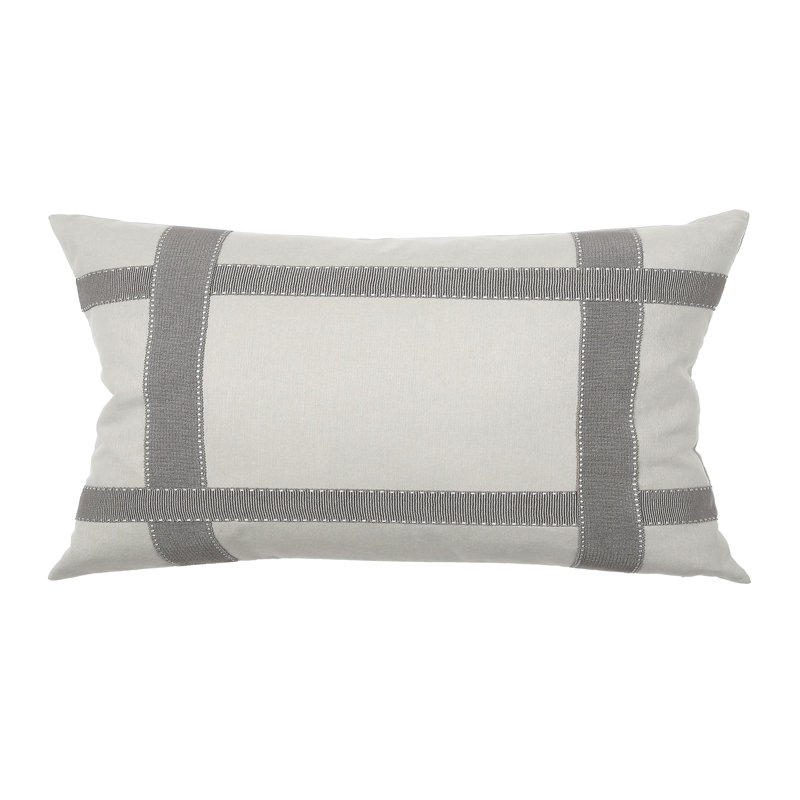 Bradford Lumbar Pillow Cover & Insert, Light Gray, 16" x 30"