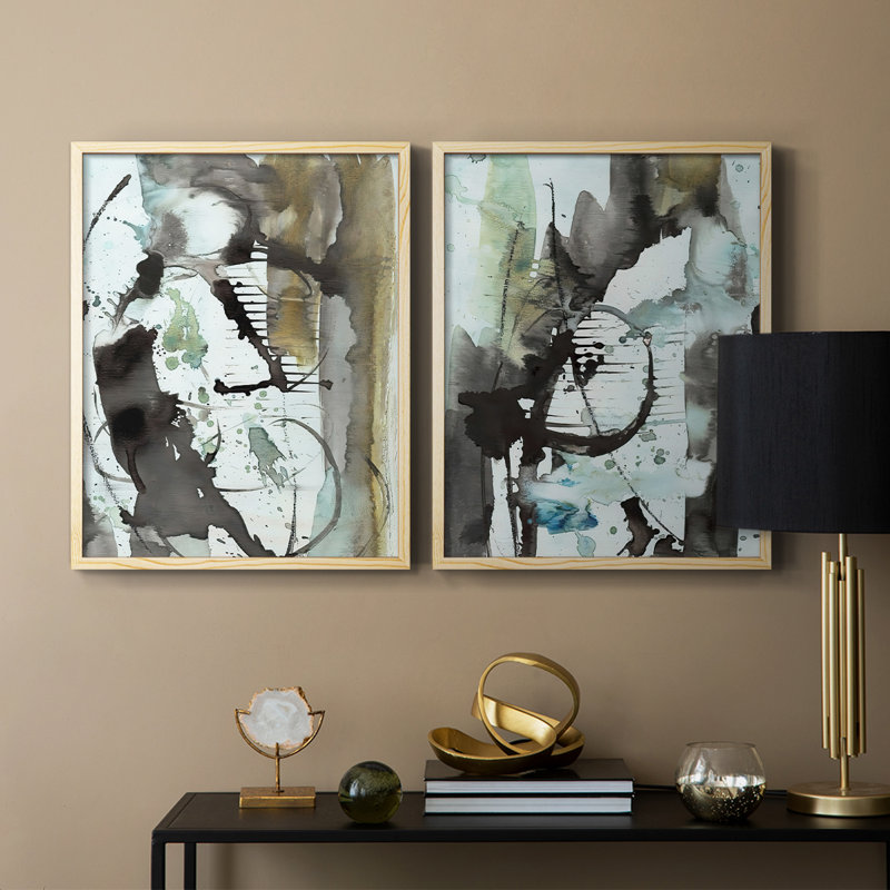 «Lyrical Abstract I», reproduction encadrée de qualité supérieure - prête à être accrochée - aucun clou requis - aucun clou requis