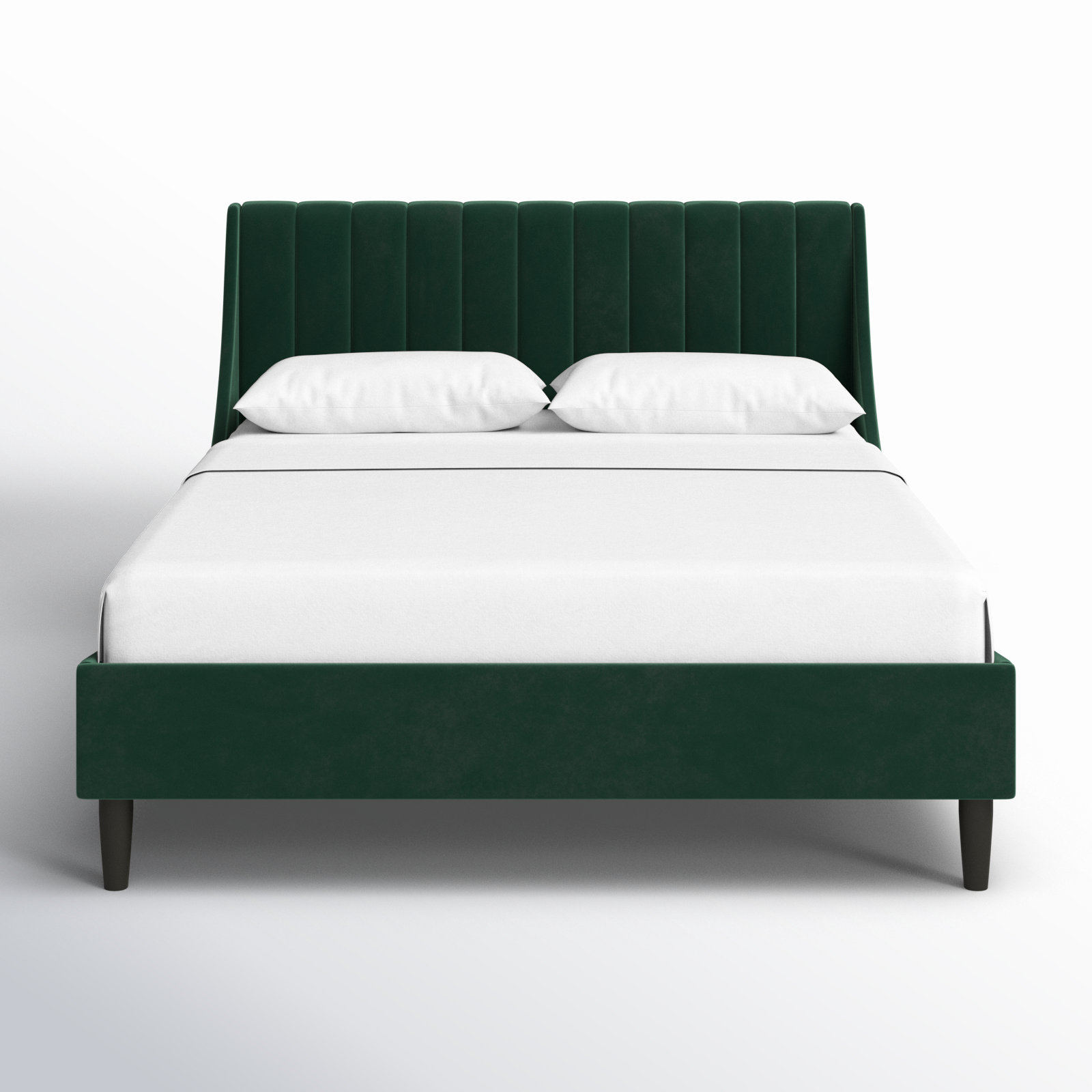 Helaina Upholstered Wingback Bed, Queen, Evergreen Velvet