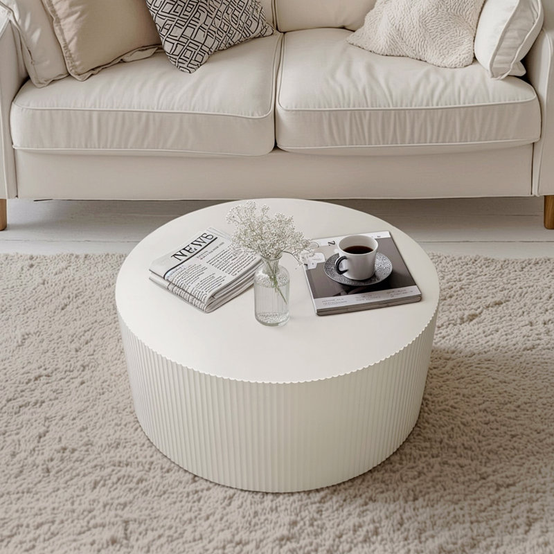 Table basse 35,83 po à rayures ondulées élégantes et minimalistes, table basse ronde moderne
