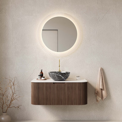 Meuble-lavabo mural flottant avec lavabo, armoire de rangement et tiroir, pré-assemblé pour une installation facile et beaucoup de rangement