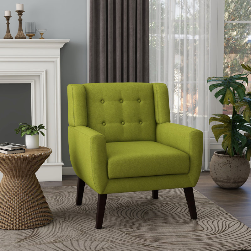 Stephanny Upholstered Armchair, Green Linen Blend