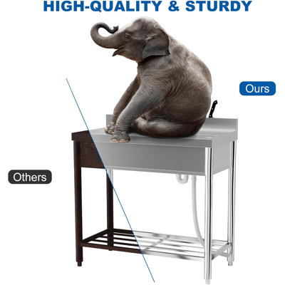 Free Standing Single Bowl Sink With 360°Rotating Faucet