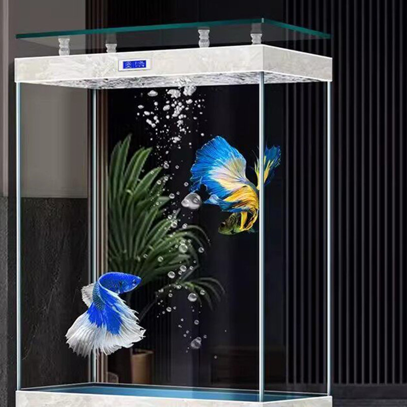 Aquarium moderne 140-150 gallons en acrylique Eco, 39.37, Blanc cassé / blanc