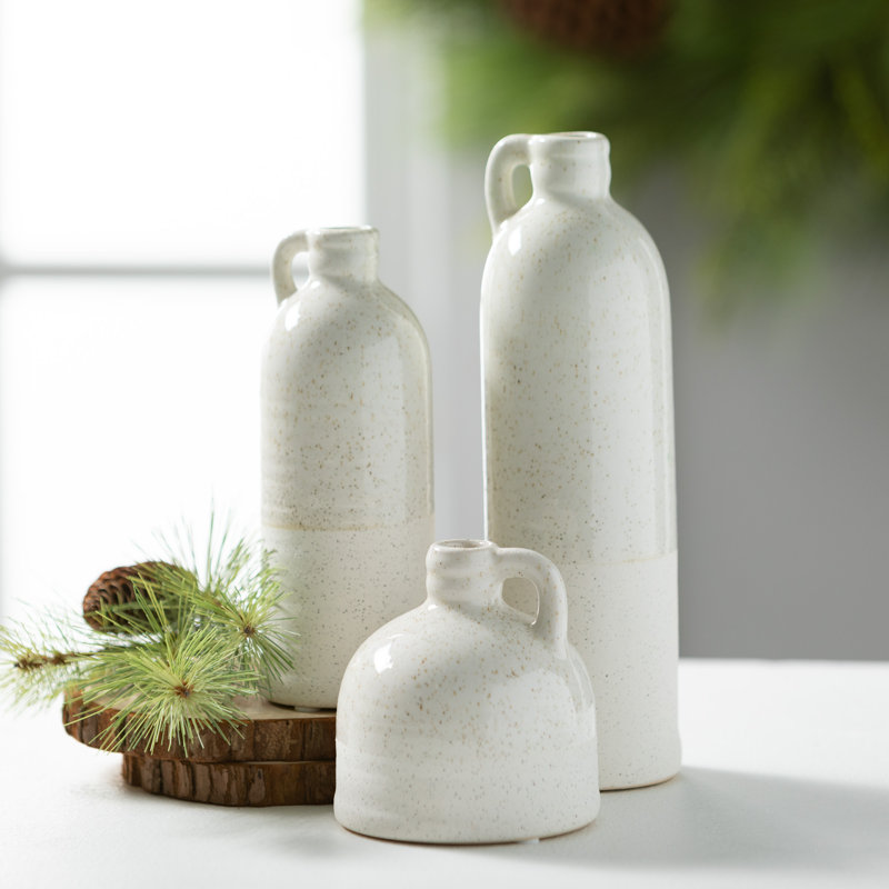 Bouteille décorative en céramique Cabell, Blanc