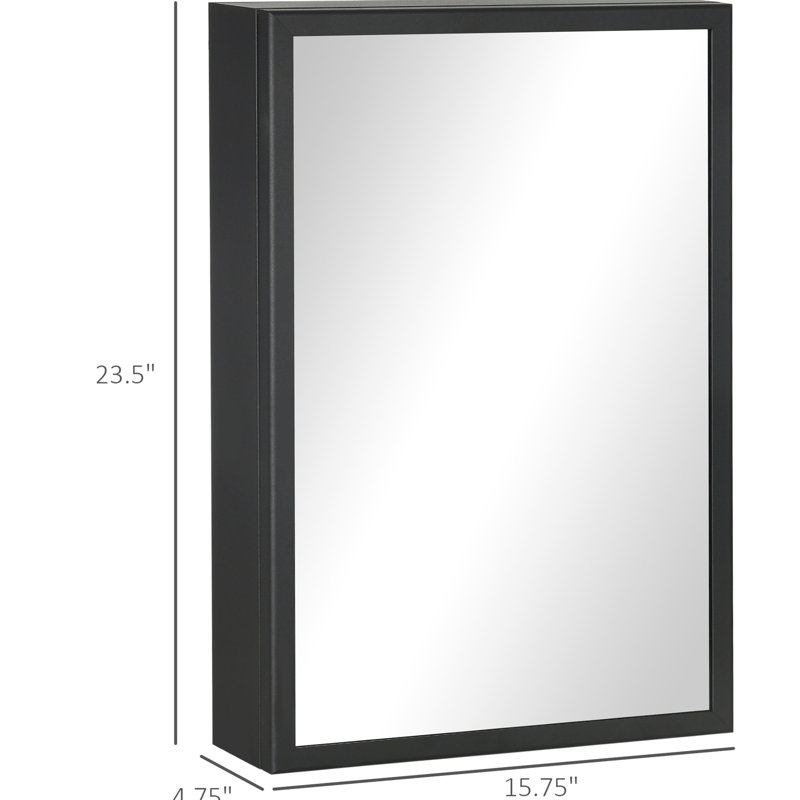 Étagère de salle de bain avec armoire à miroir, noir - Optimisez votre armoire de rangement murale. Améliorez la capacité, l'organisation et l'utilisation de l'espace. Fabrication en acier inoxydable et aluminium Convient aux articles jusqu'à