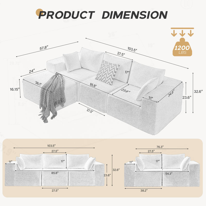 Versatile Modular Sofa for Living Spaces, Enhancing Comfort and Style, Black 