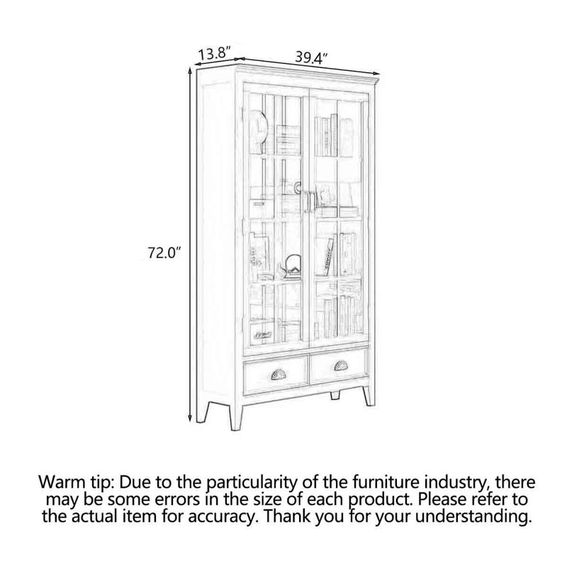 Armoire de rangement classique à deux portes en bois d'hévéa avec deux tiroirs