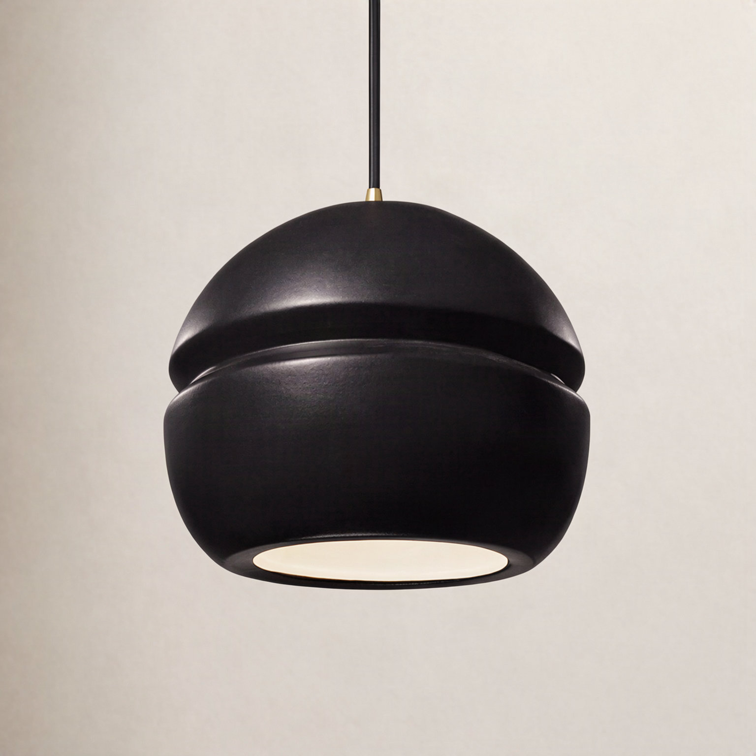 Logan Dimmable Globe Single Light Pendant, Carbon Matte Black, Antique Brass