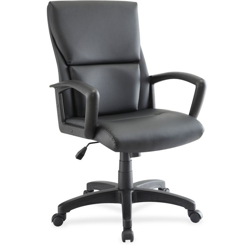 Euro-Inspired Mid-Back Black Leather Executive Swivel Chair