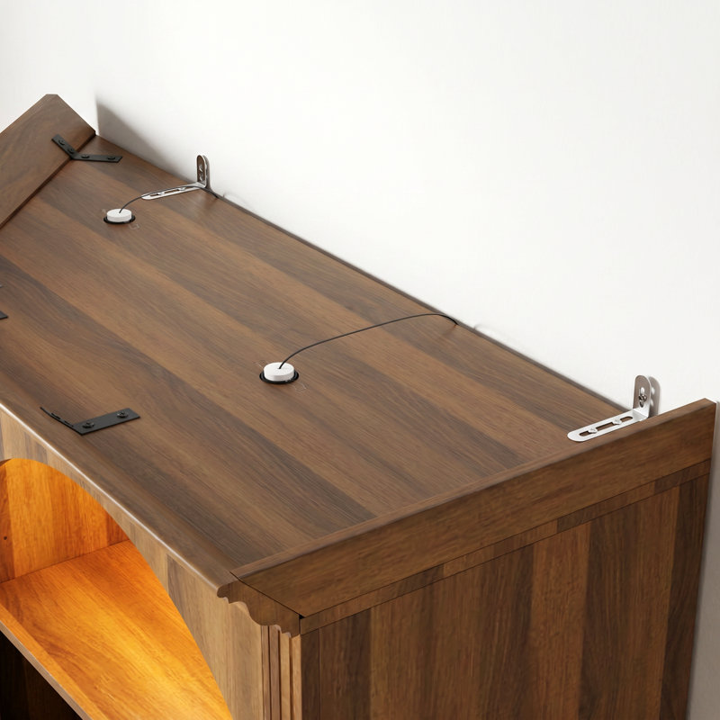Vitrine avec tablettes réglables et éclairage DEL 3 couleurs, Brown