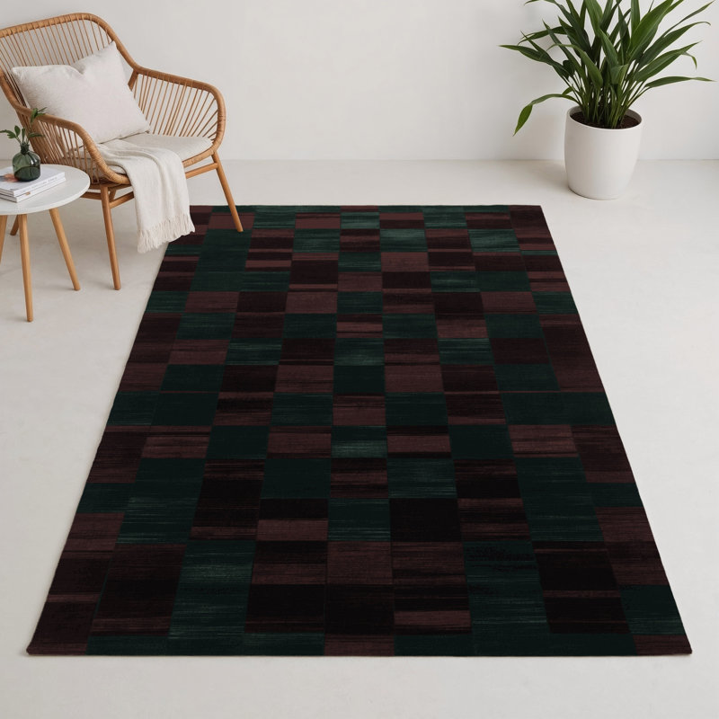 Tapis intérieur / extérieur noir à carreaux, Rectangulaire 3 pi x 5 pi