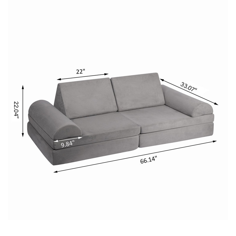 Cressey Kids 9.06'' Sofa / Sectional and Ottoman, Gray