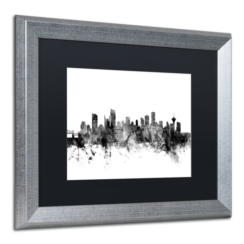 « vancouver canada horizon b&w », impression encadrée, H 16 po x l 20 po x P 0,5 po, Cadre argenté