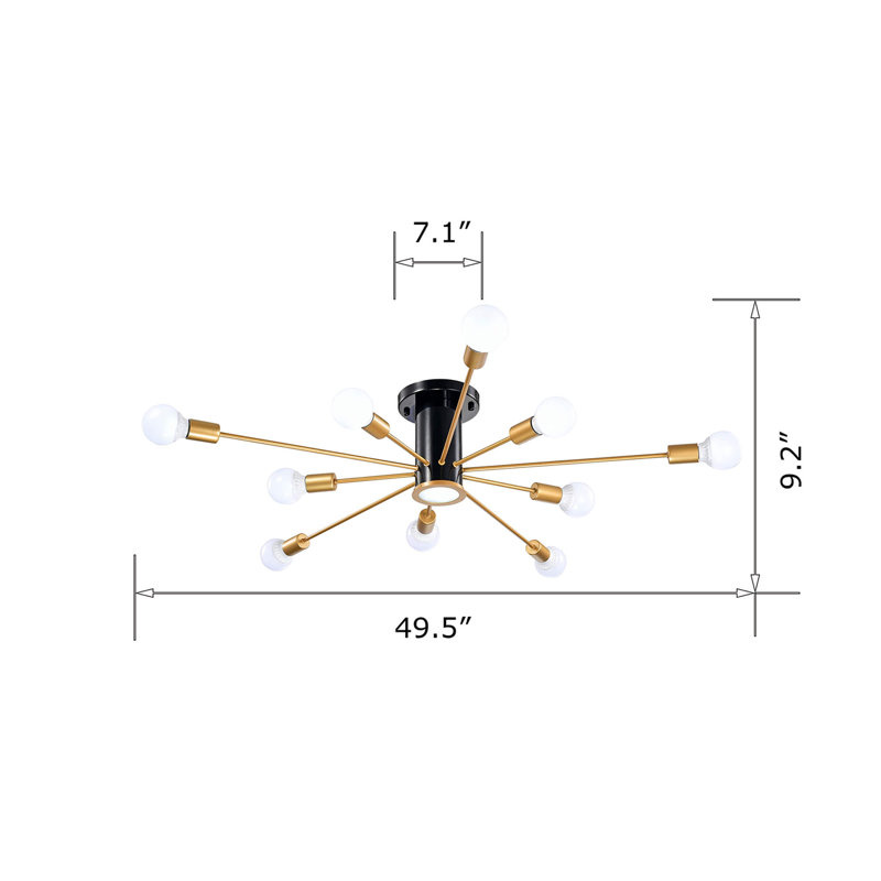 Armstead 10 - Light 45.9" Flush Mount in Black and Gold Finish