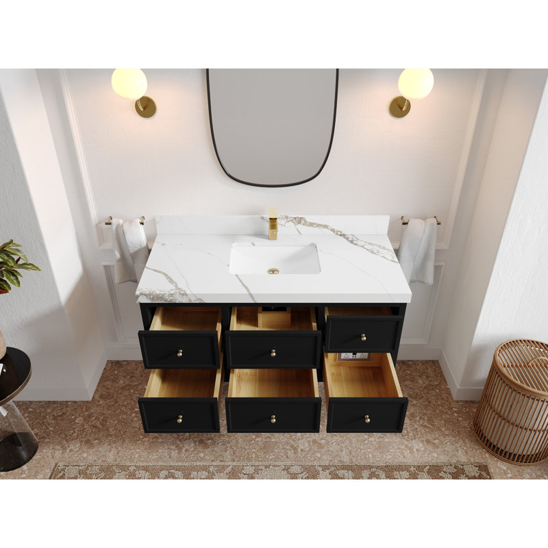 Meuble-lavabo simple 48 po Roswell, Or Calacatta