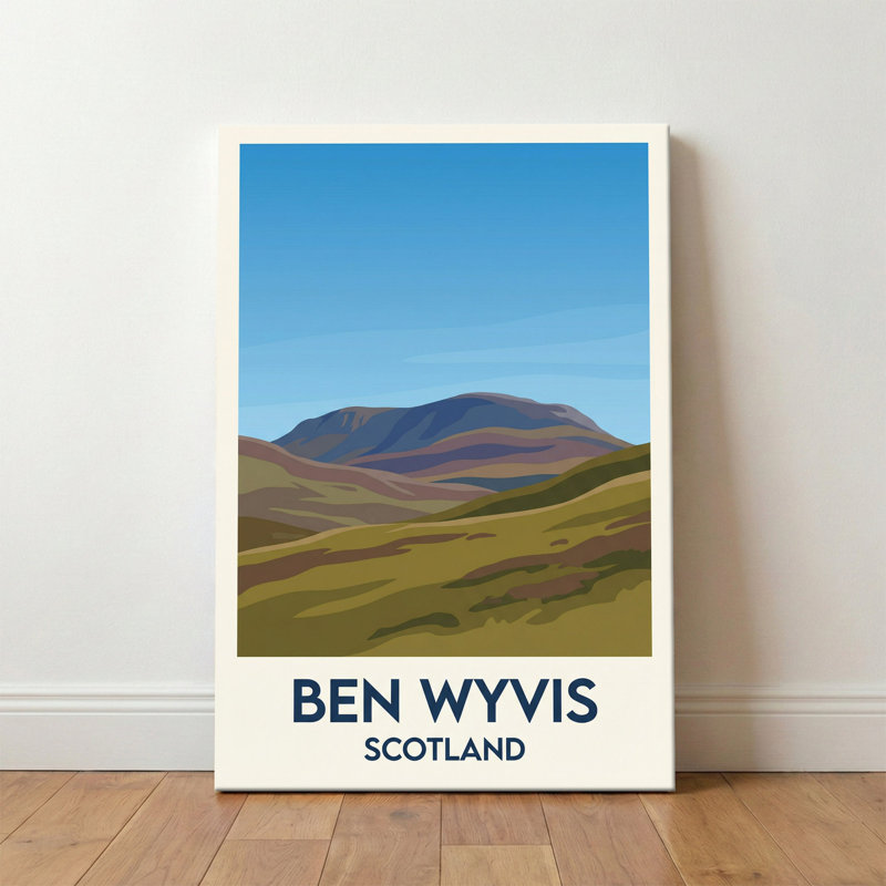 Ben Wyvis, Scotland - Highland Travel Poster Of Wild Moorland And Misty Peaks. Giclee Print On Wrapped Canvas. Wall Art, Home Decor - Natural Landmarks, Scotland - Wrapped Canvas Print