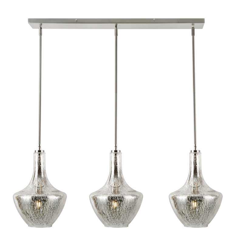 Cammie 3 - Light Kitchen Island Pendant, Smokey, Satin Nickel