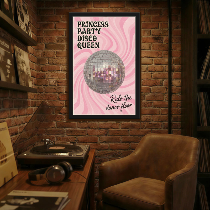 Motif de boule disco abstraite tourbillon rose, H 30 po x l 20 po