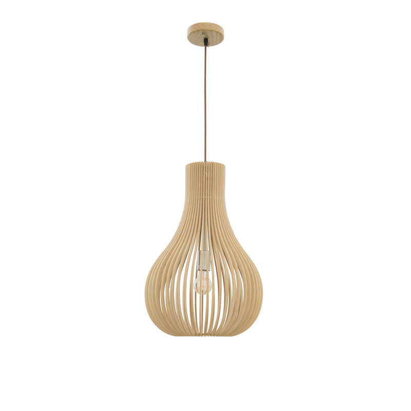 1 - Light Natural Wood Teardrop Pendant