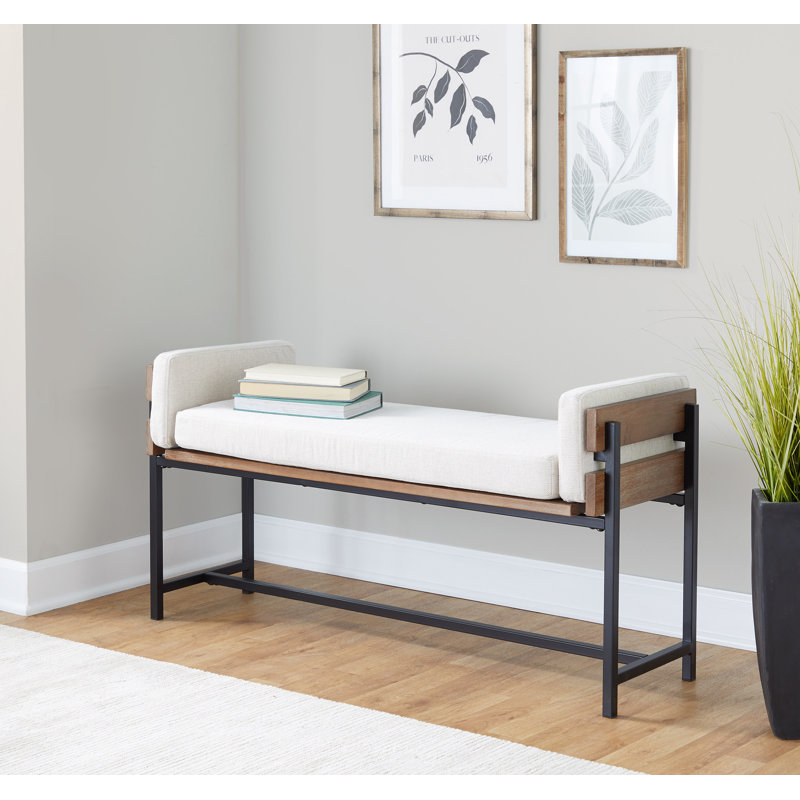 Banc rembourré Kari, Gris clair / Brun