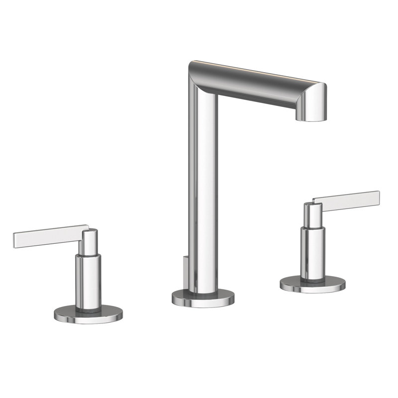 Tolmin Widespread Bathroom Faucet with Drain Assembly, Lever Handle, Polished Chrome